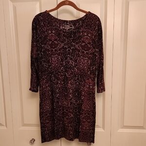 Soma Women's 3/4 Sleeve Tunic Top in Rich Purple, Black & Gray Print